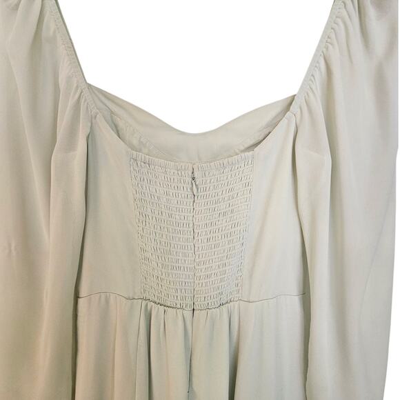 Abercrombie & Fitch Light Pastel Green Romantic Midi Dress with Sheer Sleeves - Picture 8 of 13